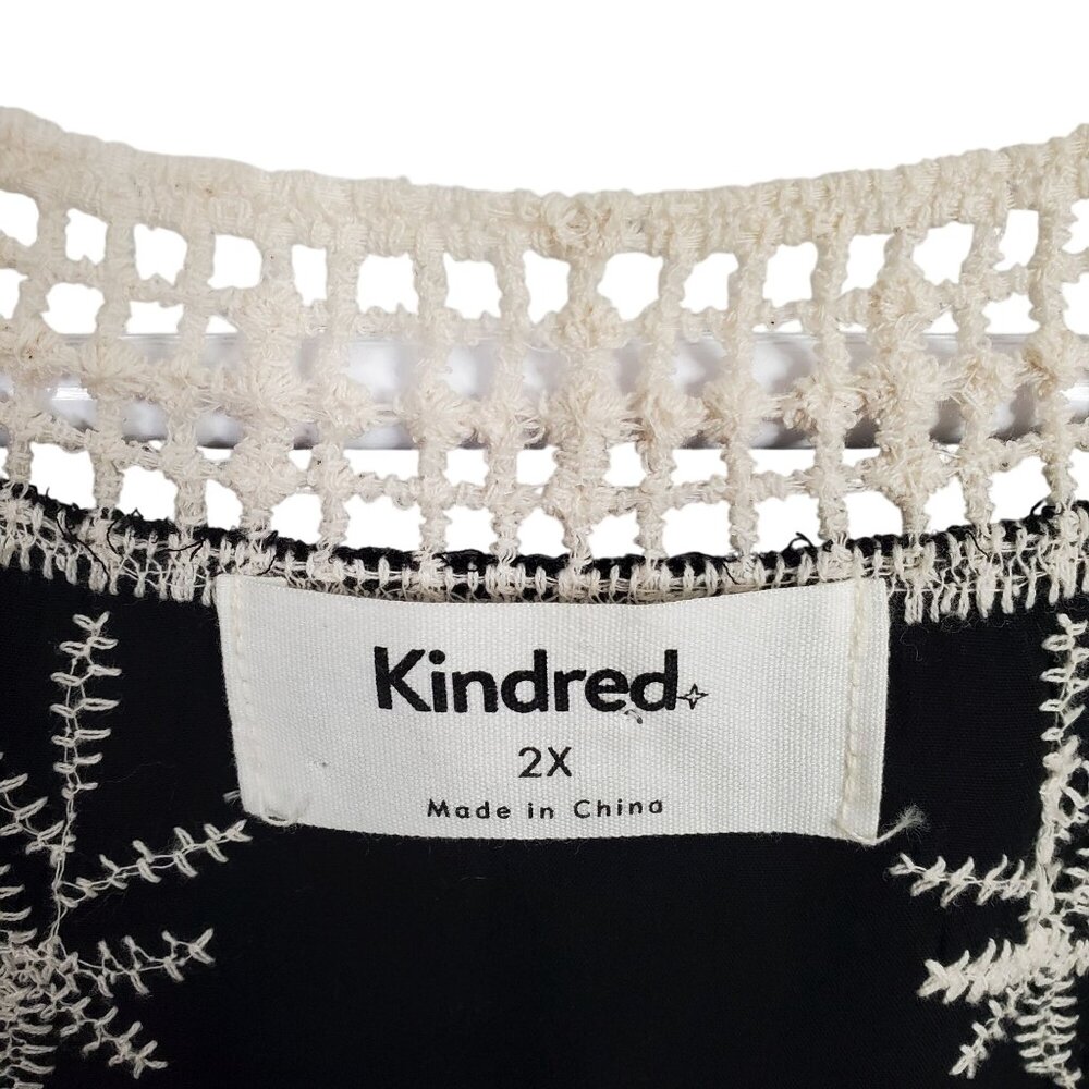 Kindred Womens Sz 2X Top Pullover Blouse Artsy Embroidered Lace Crochet Floral - Picture 4 of 8
